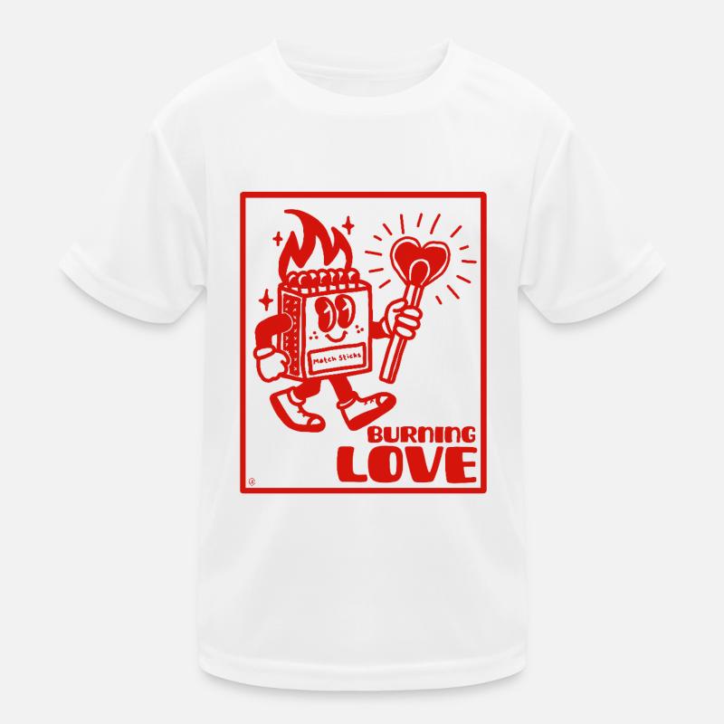 Burning Love - Romantisches Retro Design Kinder Funktions-T-Shirt