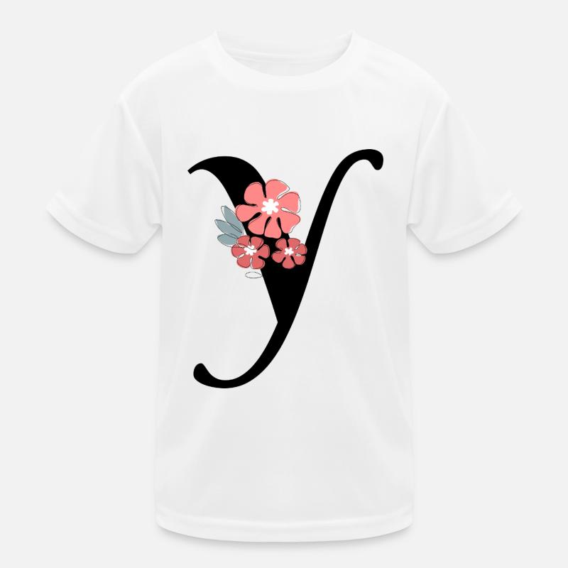 Buchstaben- und minimalistische Blumen Kinder Funktions-T-Shirt