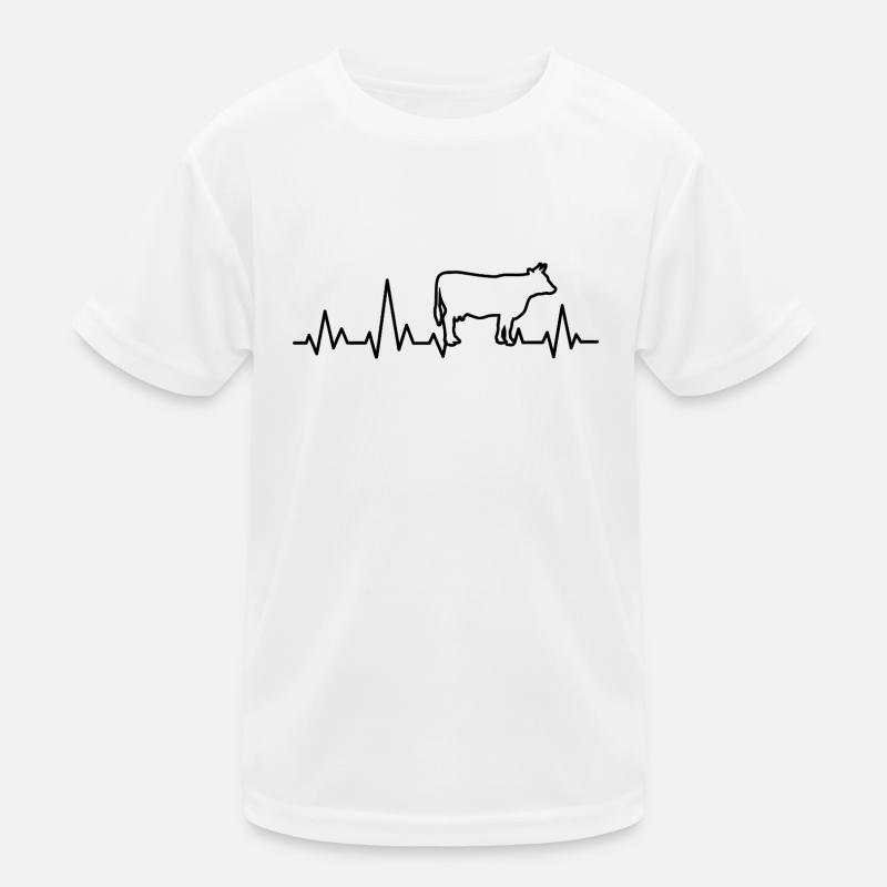 FLECKVIEH BROWN CATTLE COWS HEARTBEAT CATTLE FARMER Kids Functional T-Shirt