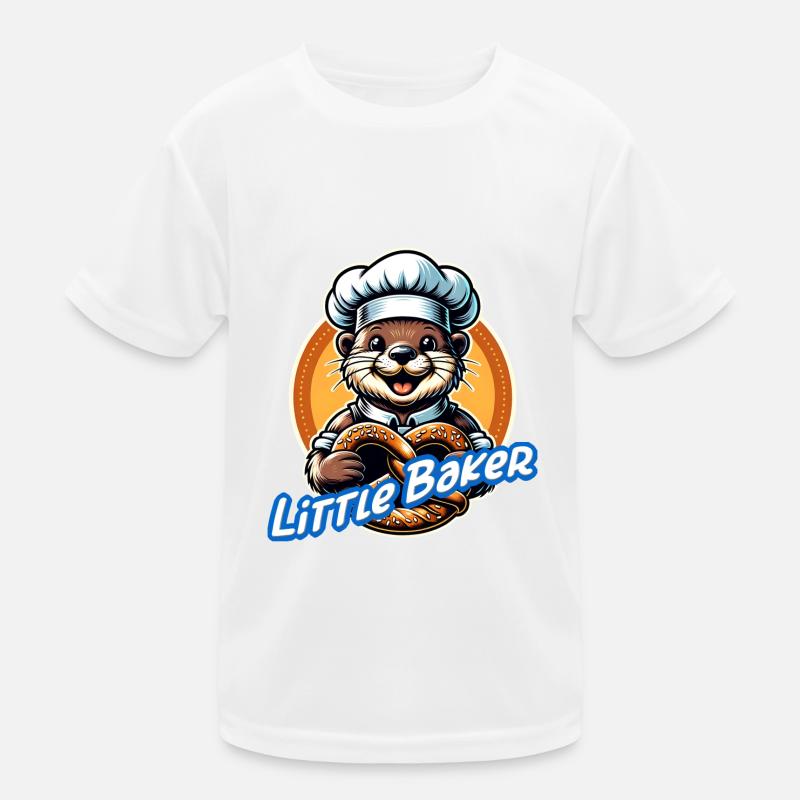 lustiger kleiner Otter mit Bäckermütze und Brezel Kinder Funktions-T-Shirt