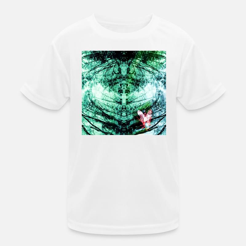 Forest Reflection Teal Butterfly Kids Functional T-Shirt