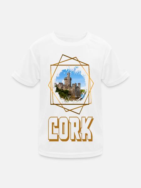 Cork Ireland City Skyline Home Love Gold - Kids Functional T-Shirt - white - Front