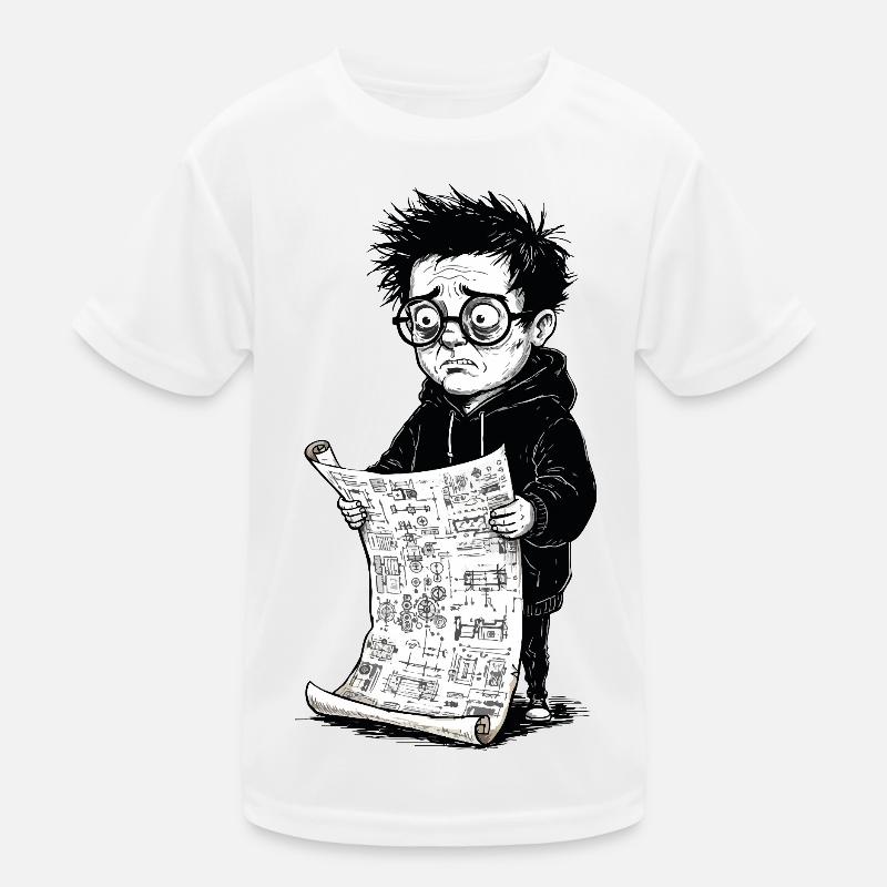 Garçon triste lisant journal noirblanc T-shirt sport Enfant