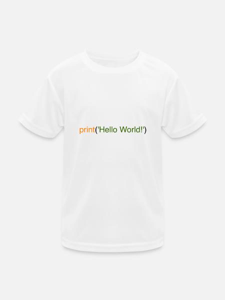 Hello World Python - Kinder Funktions-T-Shirt - Weiß