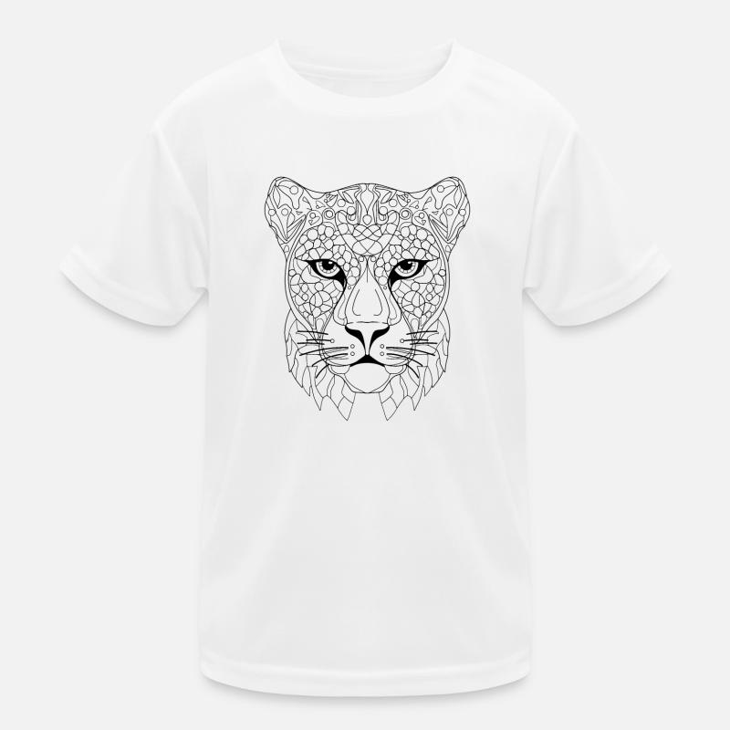 Abstract Leopard Essence: Intricate Line Art Inter Kids Functional T-Shirt