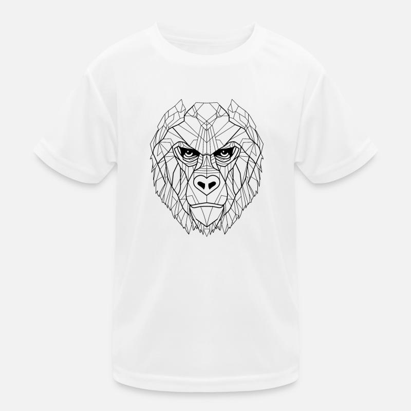 Geometric Gorilla Portrait: Angular Artistry Kids Functional T-Shirt