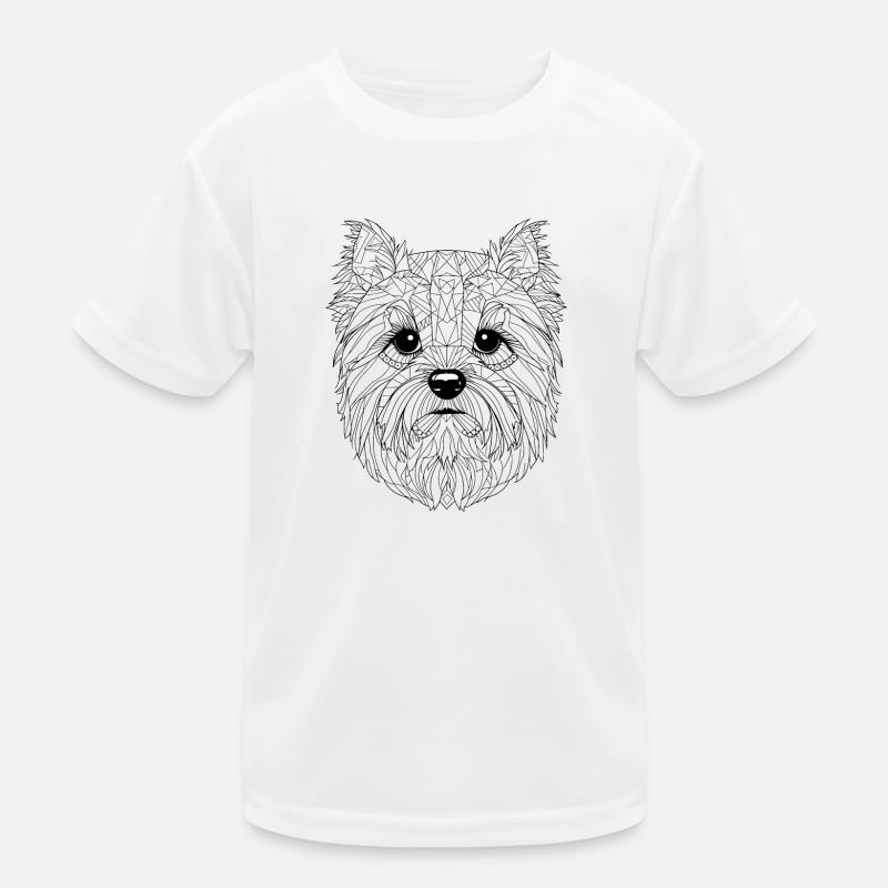 Geometric Yorkshire Terrier: Canine Line Art Kids Functional T-Shirt