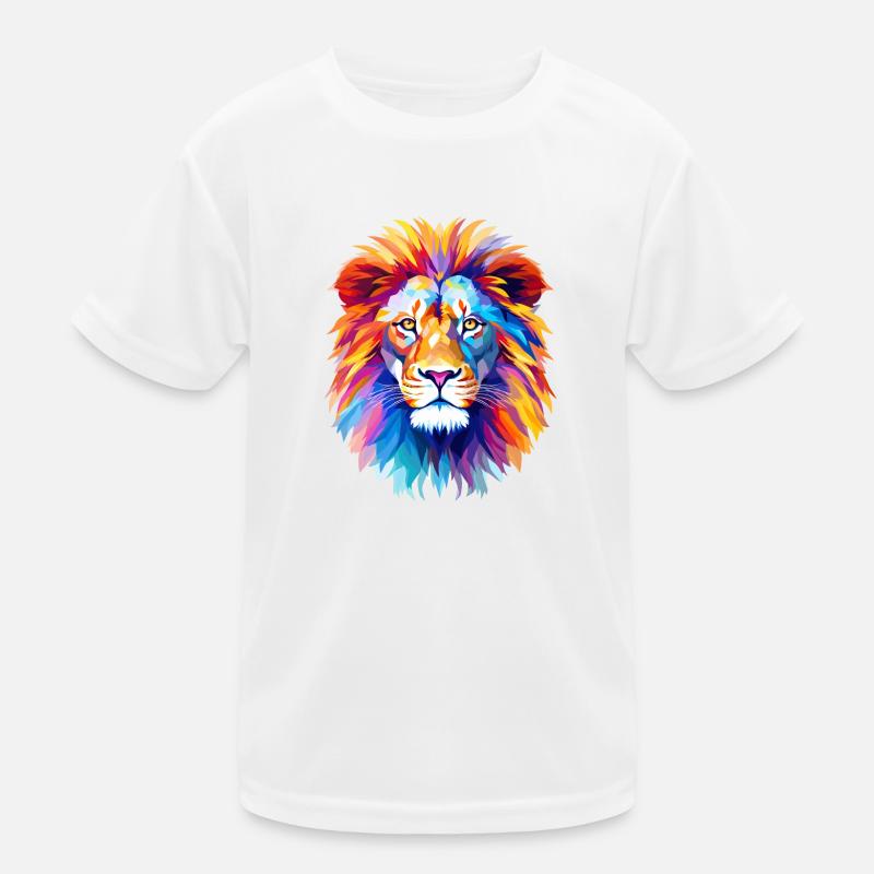Farbenfroher geometrischer Löwe: Abstrakte polygonale Kunst Kinder Funktions-T-Shirt
