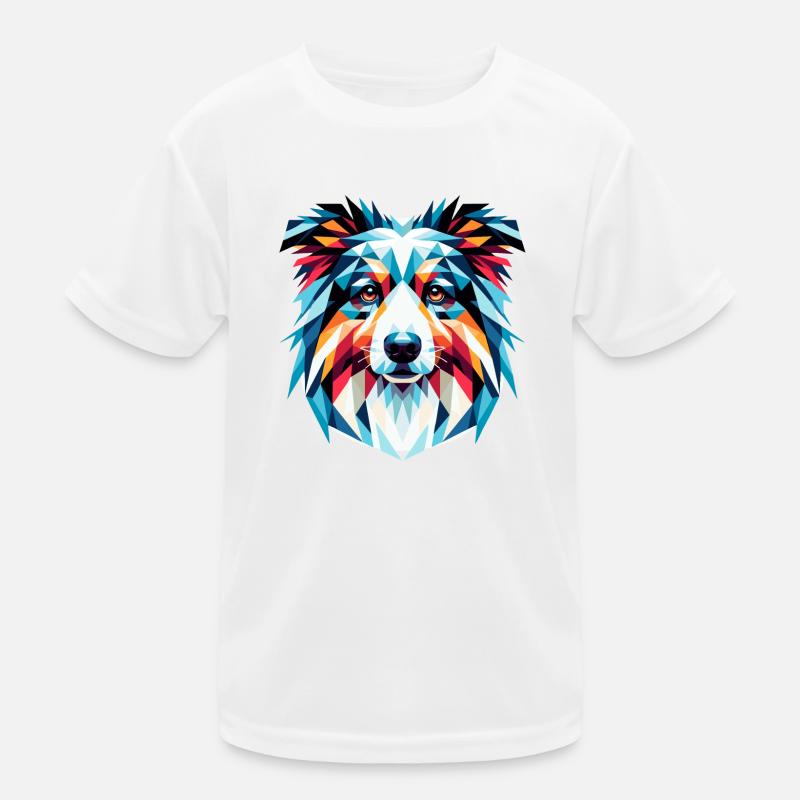 Lebendiger geometrischer Hund: Australian Shepherd Kinder Funktions-T-Shirt