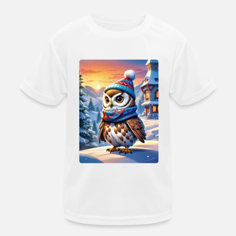 Anime Winterlandschaft Eule 1.9 Kinder Funktions-T-Shirt