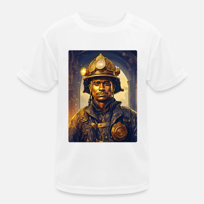 Steampunk Firefighter Man 1.30 Kinder Funktions-T-Shirt