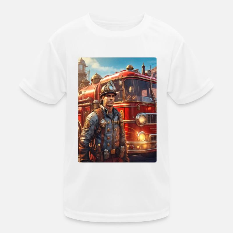 Steampunk Firefighter Man 1.40 Kinder Funktions-T-Shirt