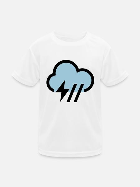 Unwetter, Gewitterwolke Symbol, Icon - Kinder Funktions-T-Shirt - Weiß - Vorne
