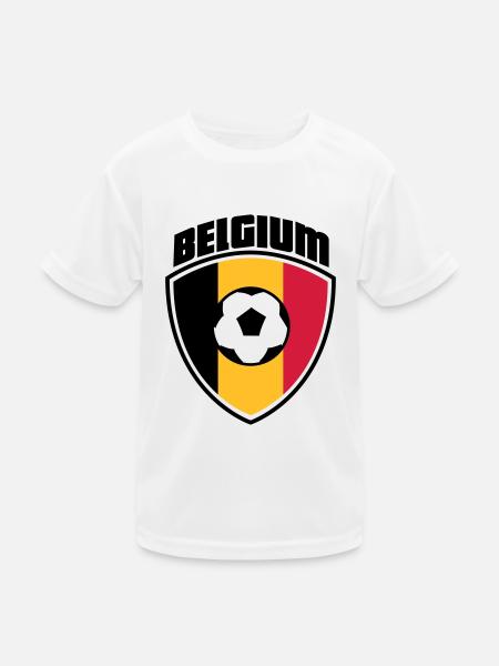 Belgien - Kinder Funktions-T-Shirt - Weiß - Vorne