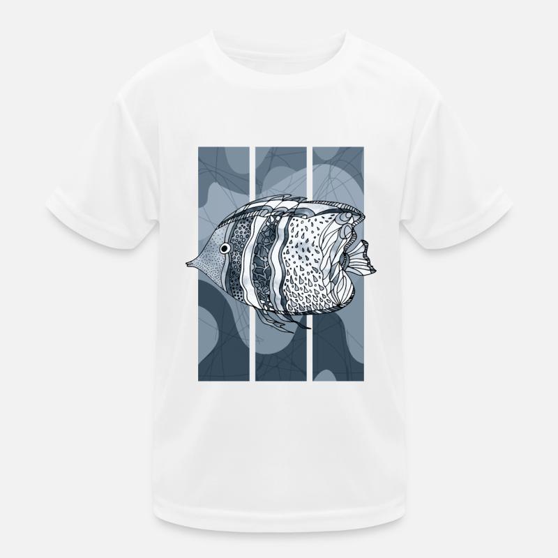 Fisch - Kinder Funktions-T-Shirt - Weiß