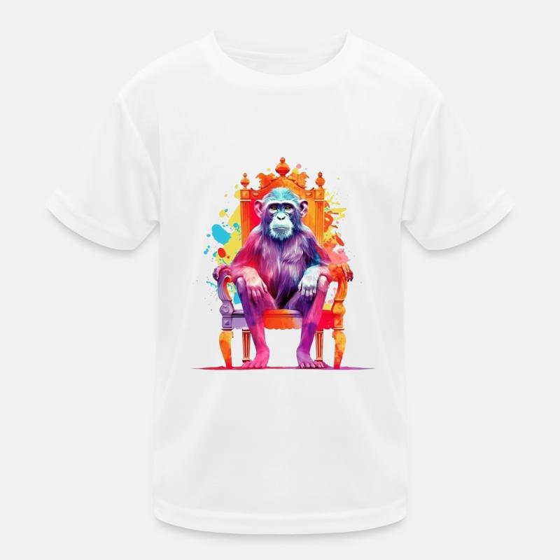 Monkey King - Monkey on Throne - Play of Colours Kids Functional T-Shirt