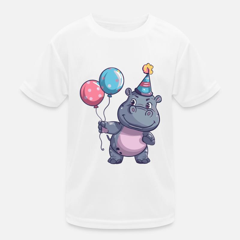 Nilpferd Geburtstag Comic Kinder Funktions-T-Shirt
