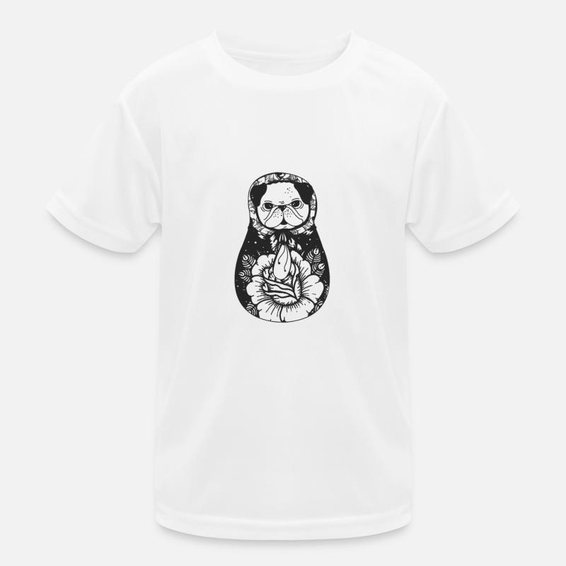 Mops im Matroschka stil Kinder Funktions-T-Shirt