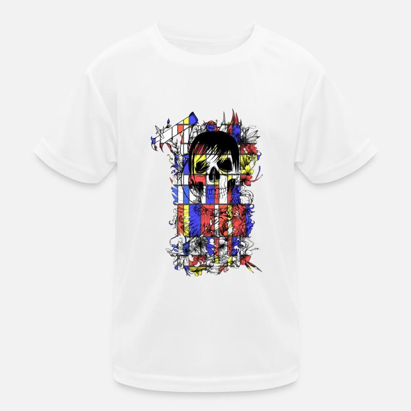 Mondrian Skull Art Kids Functional T-Shirt