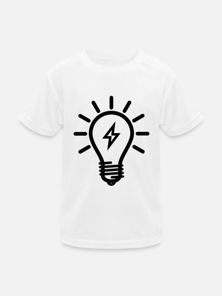 Glübirne with lightning - Kids Functional T-Shirt - white - Front