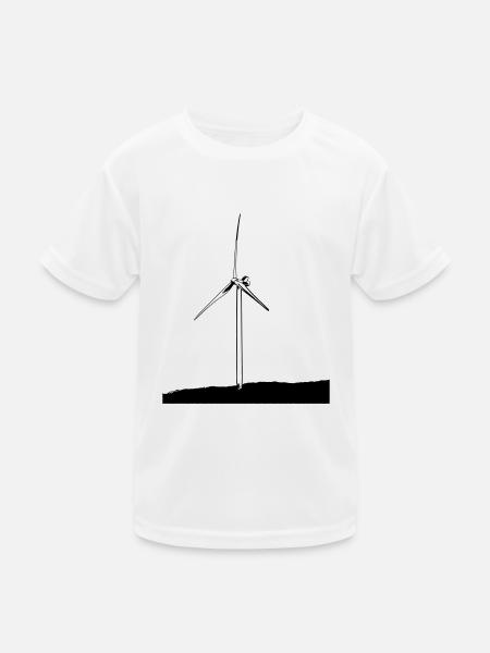 Windrad - Kinder Funktions-T-Shirt - Weiß - Vorne