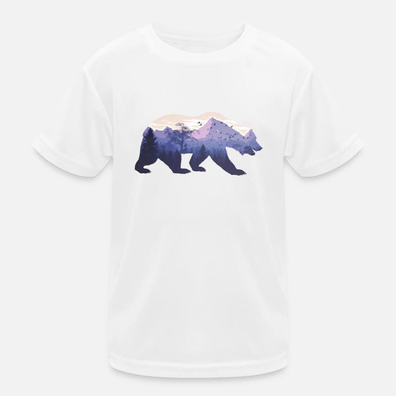 Bear silhouette with background Kids Functional T-Shirt