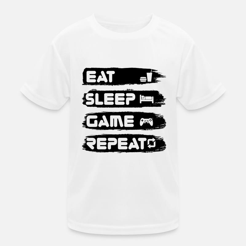 Eat Sleep Game Repeat Kinder Funktions-T-Shirt