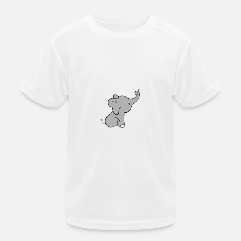 Kleiner Elefant mit Blume Kinder Funktions-T-Shirt