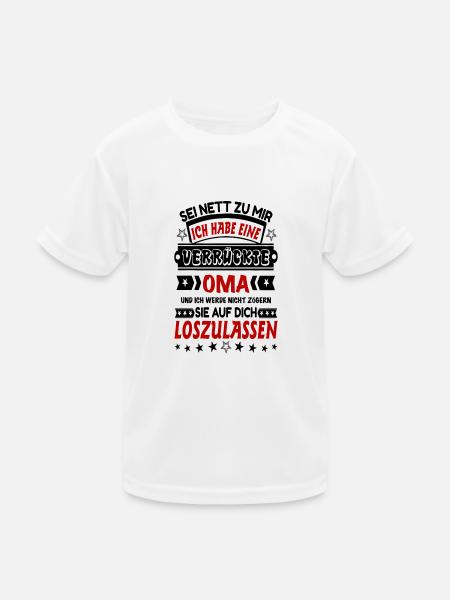 verrückte oma - Kinder Funktions-T-Shirt - Weiß