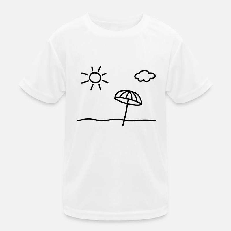 Sonne Wolken Strand - Kinder Funktions-T-Shirt - Weiß