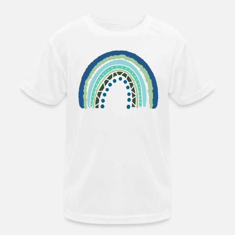 Bleu Arc-en-ciel vert avec des points T-shirt sport Enfant