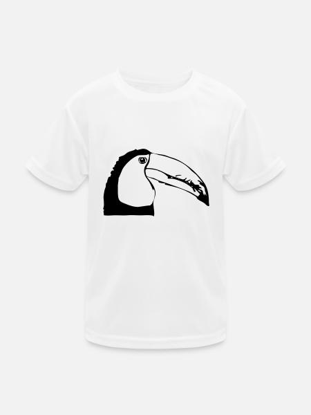 Tukan im Profil - Kinder Funktions-T-Shirt - Weiß - Vorne