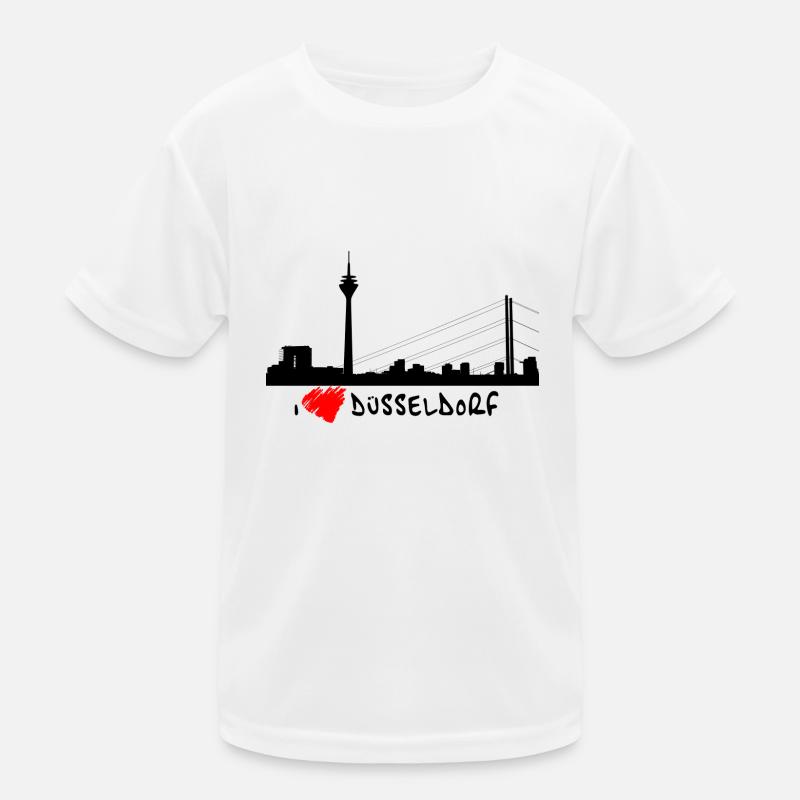 I love Düsseldorf - Kinder Funktions-T-Shirt - Weiß