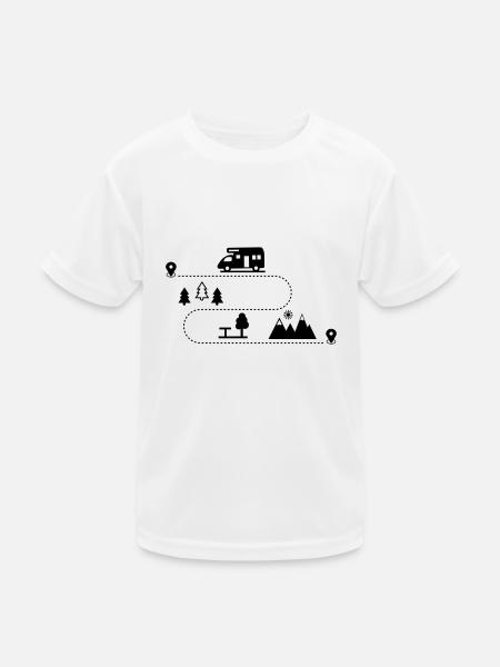 Wohnmobil - Kinder Funktions-T-Shirt - Weiß - Vorne