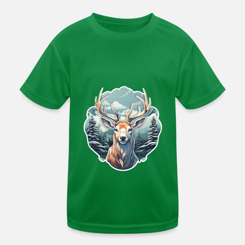 Wintertime Deer Kids Functional T-Shirt