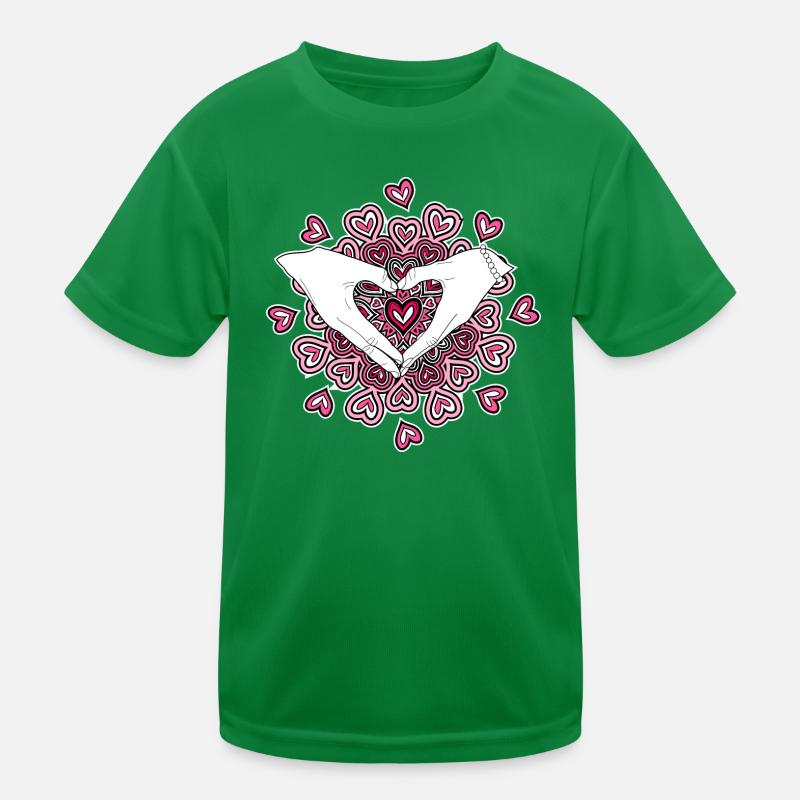 Love Hands mit rosa Herz Mandala Kinder Funktions-T-Shirt
