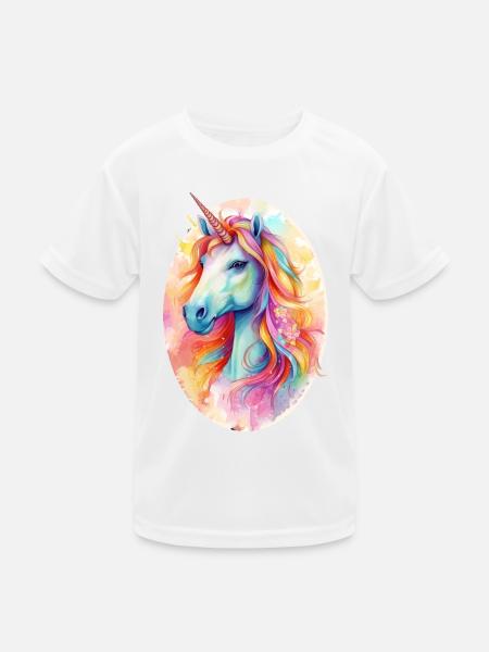 Liebliches Einhorn - Kinder Funktions-T-Shirt - Weiß - Vorne