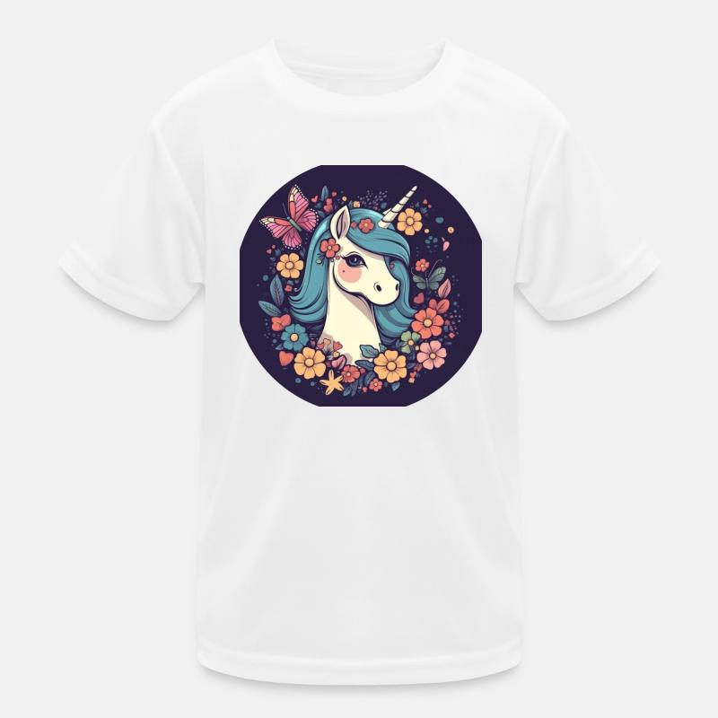 Licorne élégante avec fleurs de papillon T-shirt sport Enfant