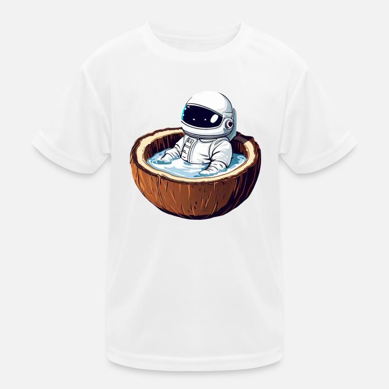 Astronaut bathes in coconut - Funny Kids Functional T-Shirt