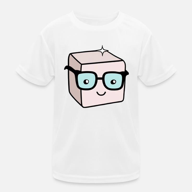 Nerd sugar cube with glasses Kids Functional T-Shirt