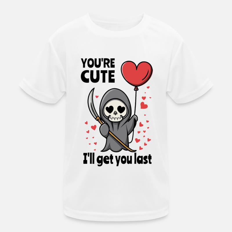 Cute Grim Reaper with romantic heart Kids Functional T-Shirt