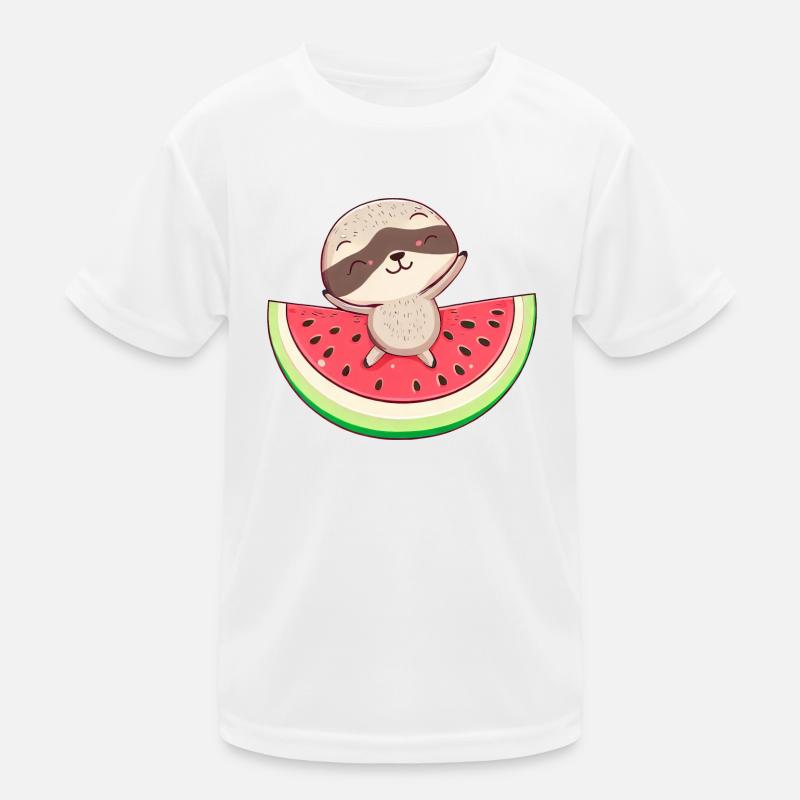 Faultier mit Wassermelone - Entspanntes Design Kinder Funktions-T-Shirt