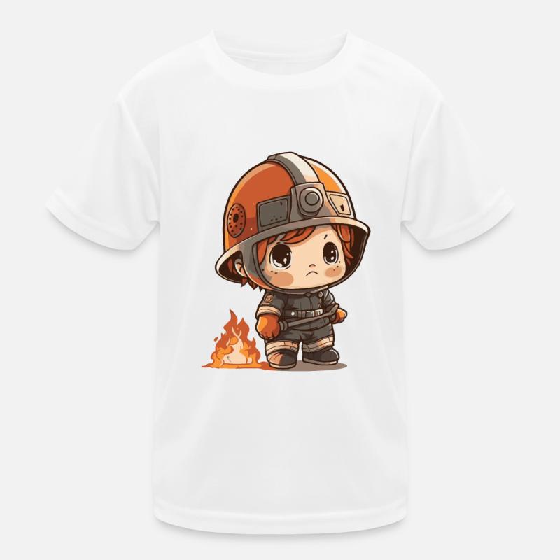Junger Feuerwehr Mann Kinder Funktions-T-Shirt