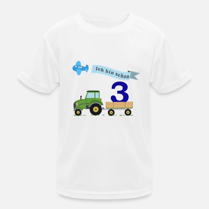 Third birthday with tractor Kids Functional T-Shirt