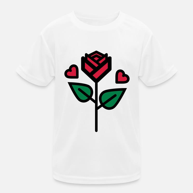 Valentinstag Rose mit Herz Kinder Funktions-T-Shirt