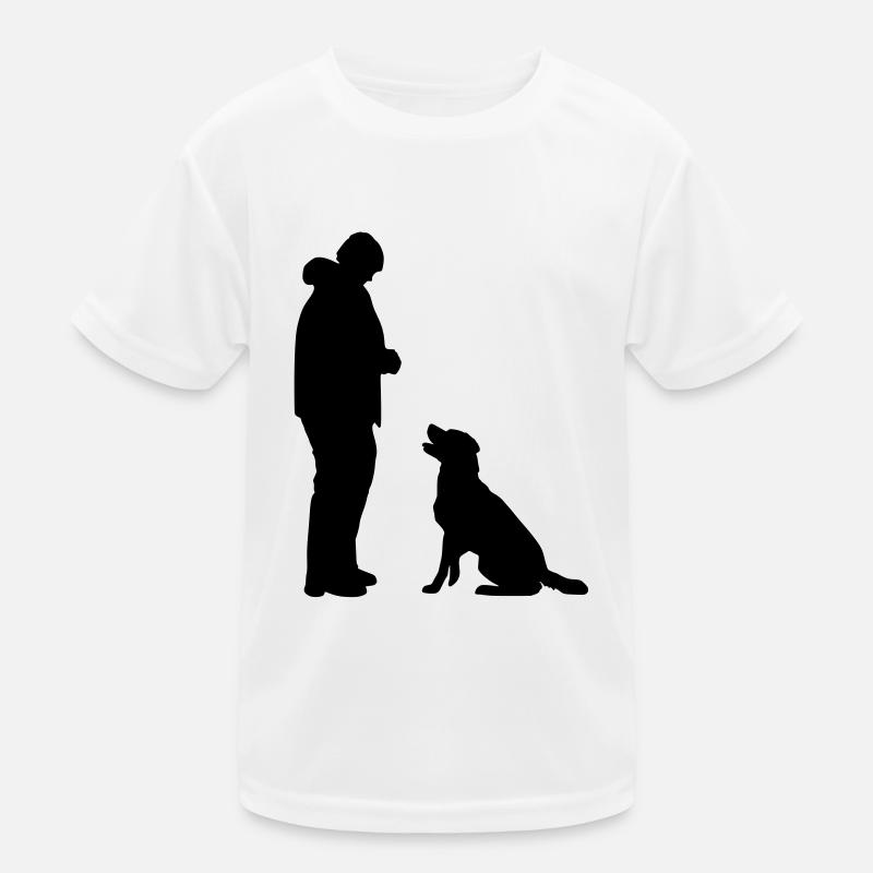 Hund sitzt vor Kinder Funktions-T-Shirt