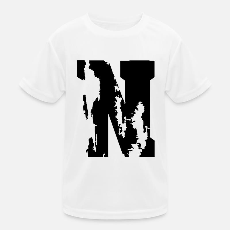 N - Buchstabe - Kinder Funktions-T-Shirt - Weiß