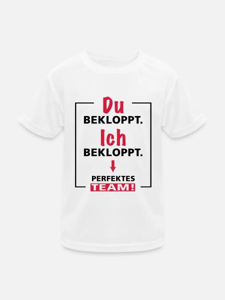 Du bekloppt - Ich bekloppt - perfektes Team - 2fgb - Kinder Funktions-T-Shirt - Weiß - Vorne