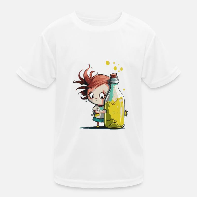 Illustration Comic Cute Kawaii Mädchen Flasche Kinder Funktions-T-Shirt