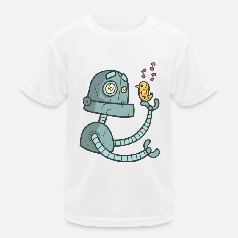 Roboter mit Vogel Kinder Funktions-T-Shirt